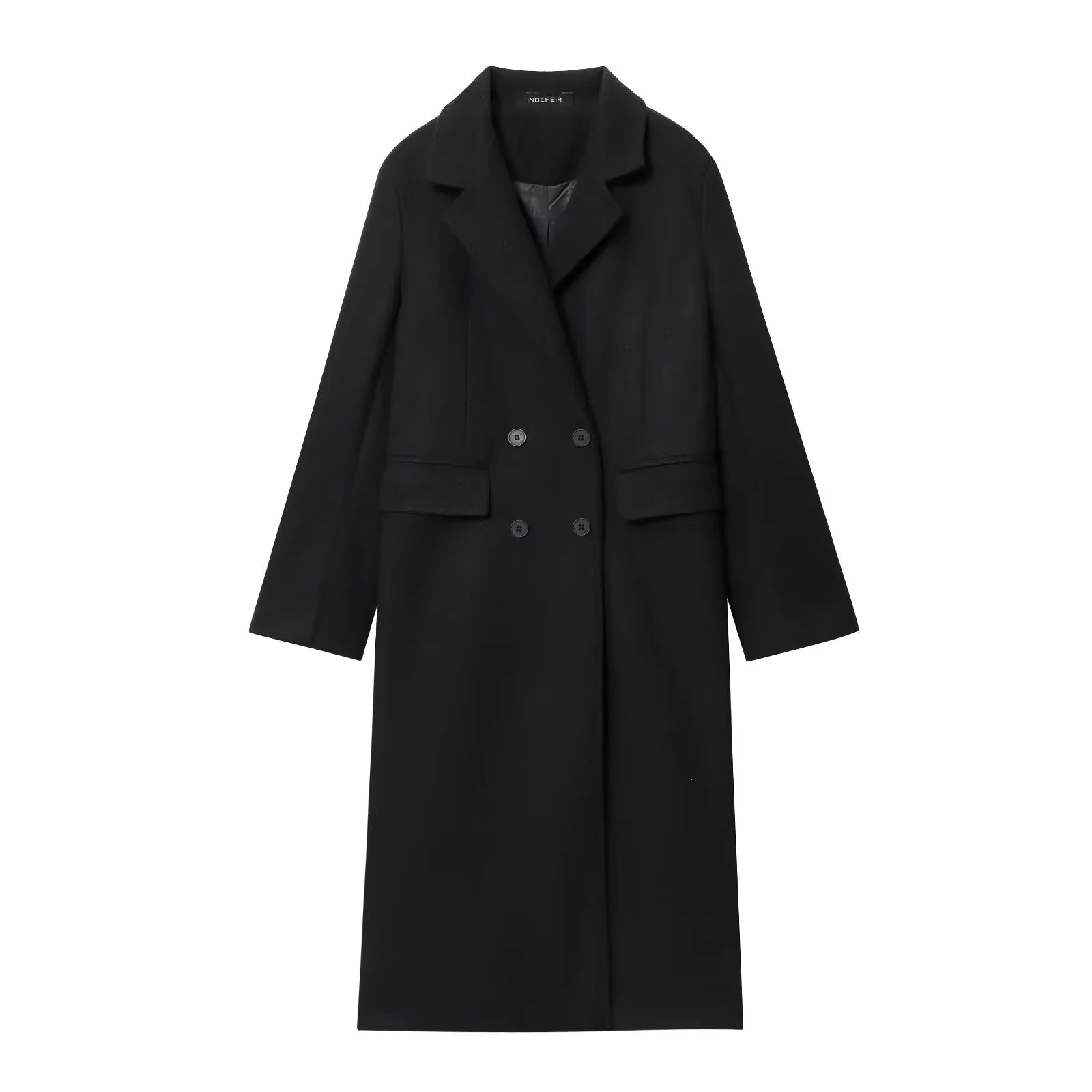 Women Burgundy Double Breasted Coat Elegant Winter Jacket