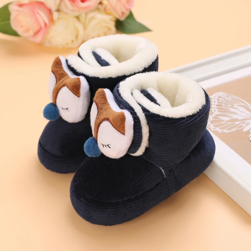 Baby Boys Girls Cute Cartoon Winter Booties Warm Non Slip First Walker Shoes
