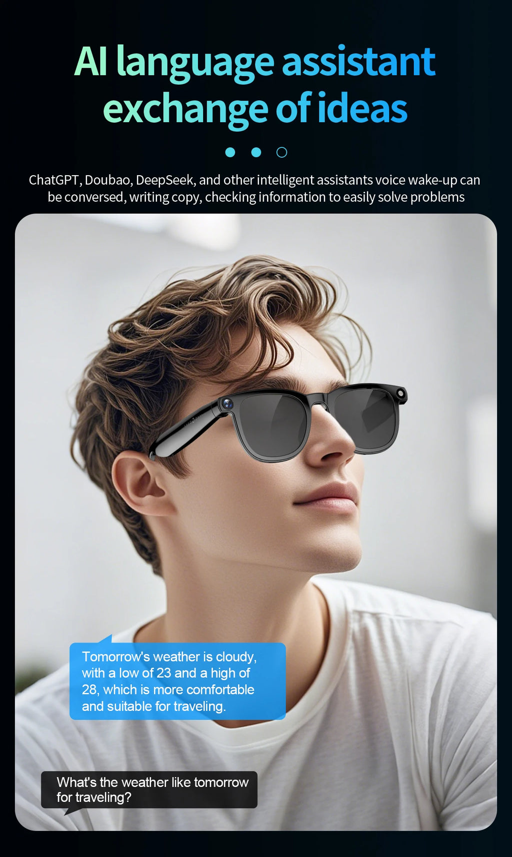 4K AI Smart Glasses Camera Bluetooth Voice Call Translation Waterproof