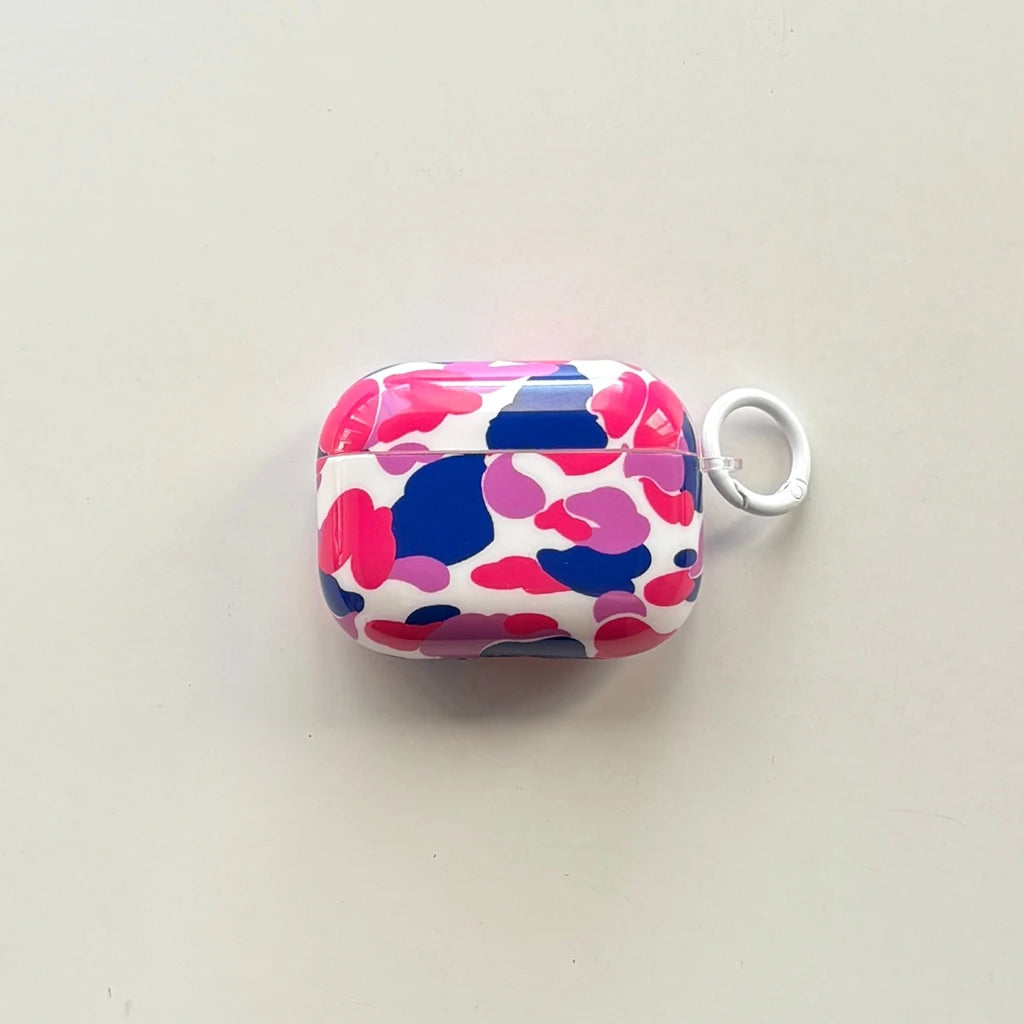 Camouflage Color Collision Stylish AirPods Earphone Case Cover with Hook