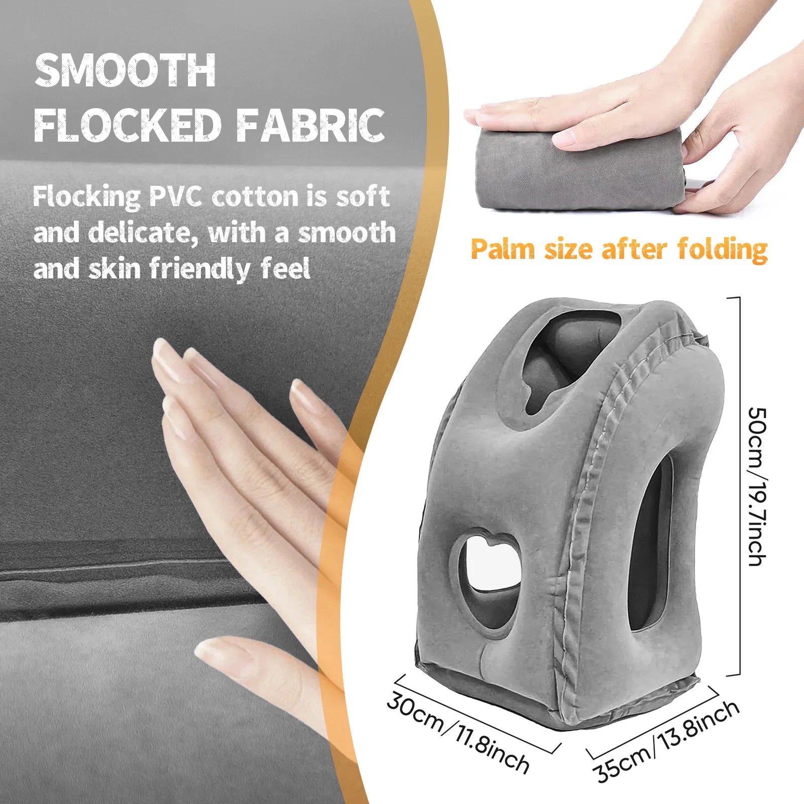 Inflatable Travel Pillow Airplane Neck Head Support with Patented Valve