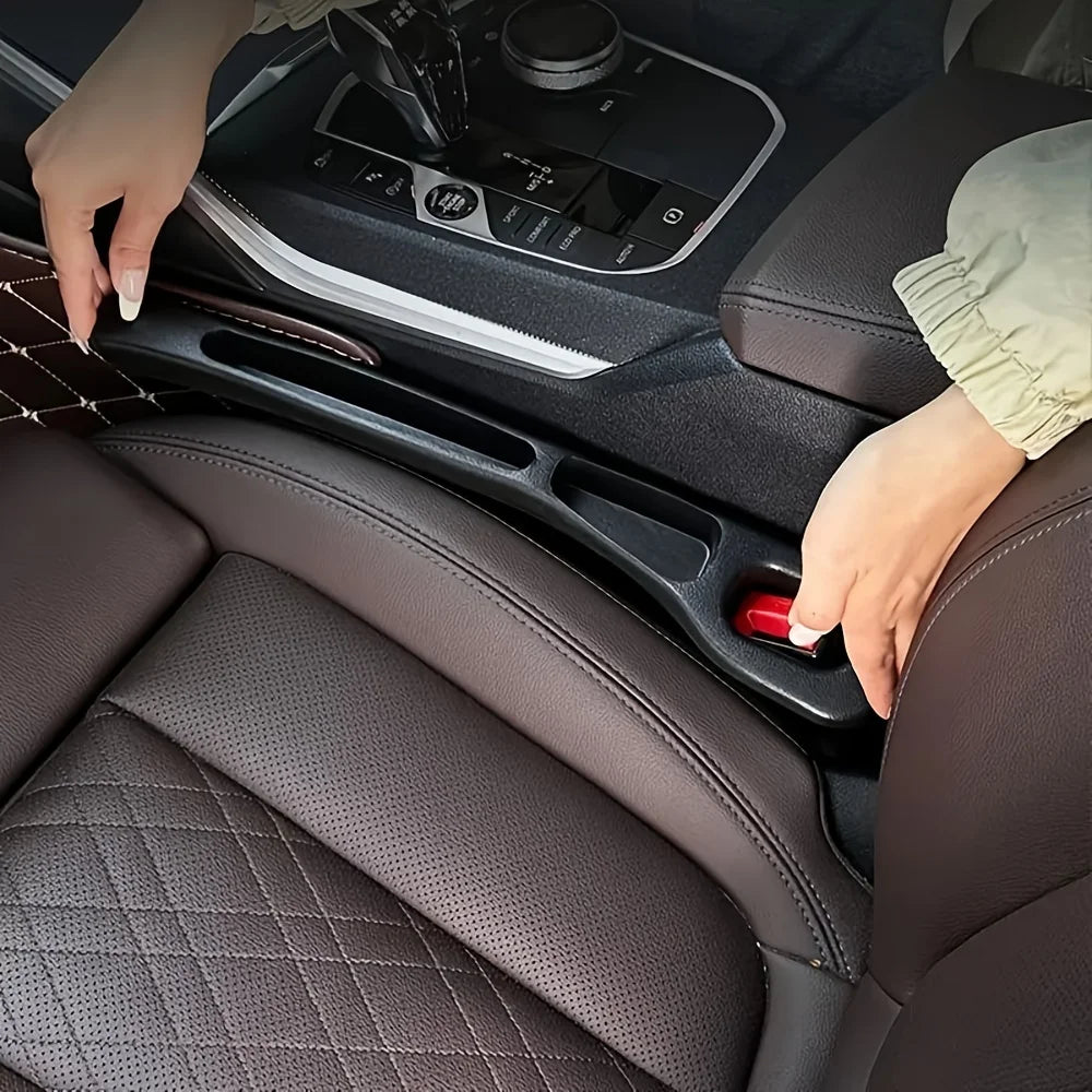 Car Seat Gap Filler Organizer PU Waterproof Storage Strip with Dual Slots