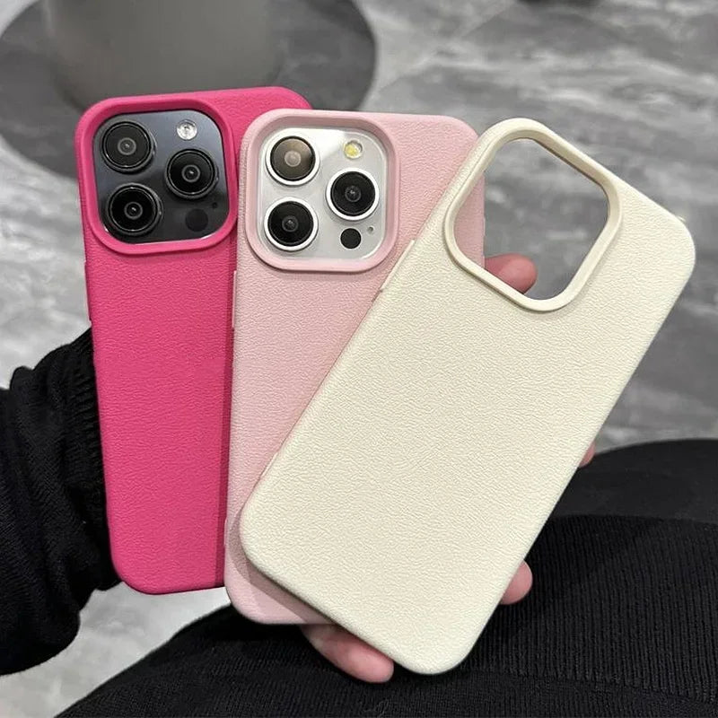 Matte Soft Leather Candy Shockproof Silicone iPhone Case