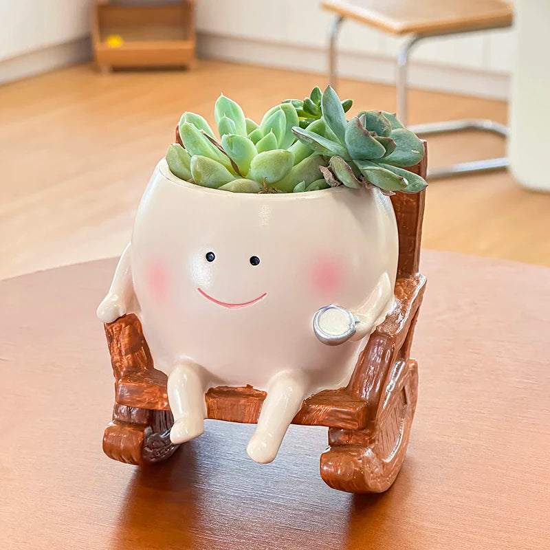 Smiling Face Swing Flower Pot Cute Succulent Planter