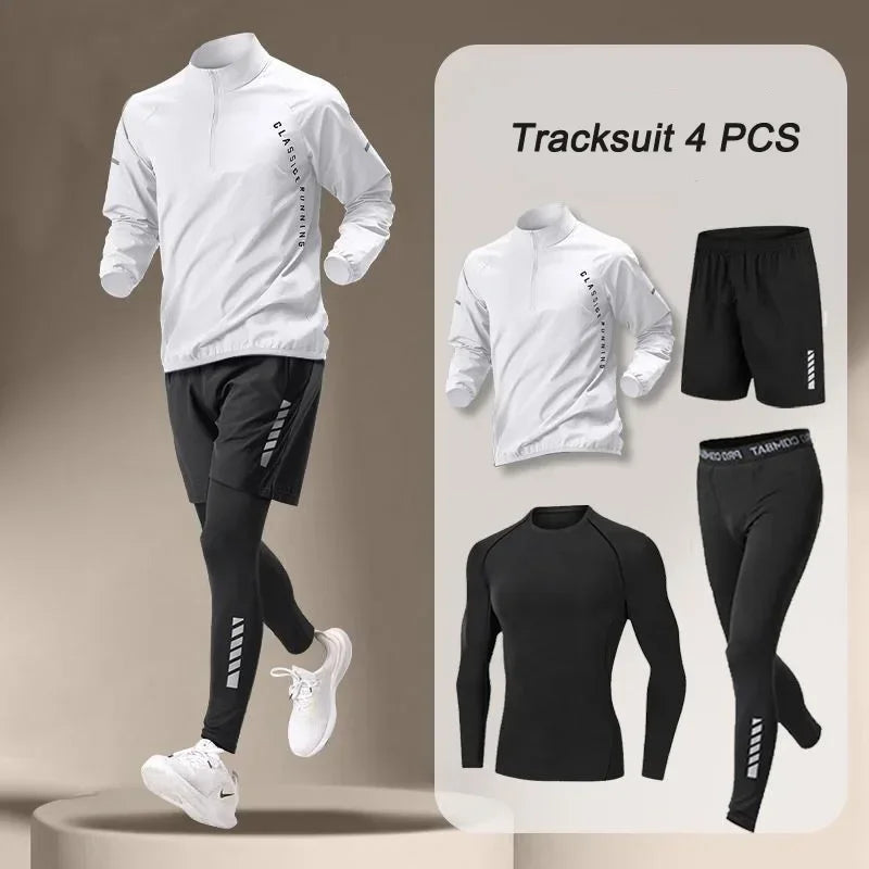 Men Quick Dry Sports Set Jacket Pants 1–4 Piece Running Fitness Jogging Outfit