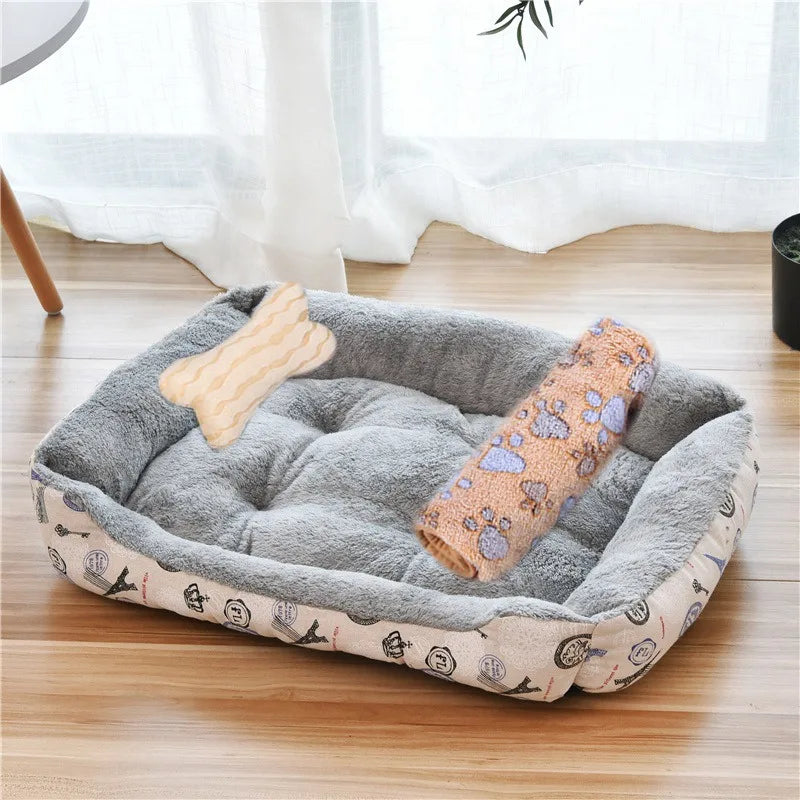 Warm Square Dog Bed for Small Medium Large Dogs and Cats