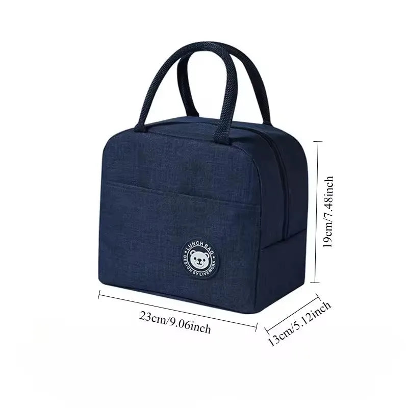 Corduroy Thermal Insulated Lunch Bag Multifunctional Storage Handbag Picnic Cooler Bag