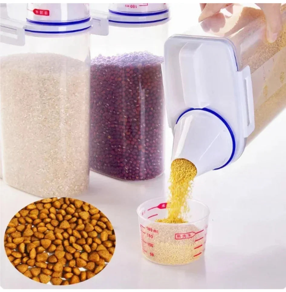 Pet Food Storage Container with Measuring Cup – Airtight Bin for Dog and Cat Food
