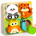 4 in 1 Wooden Animal Puzzle Educational Toy for Kids