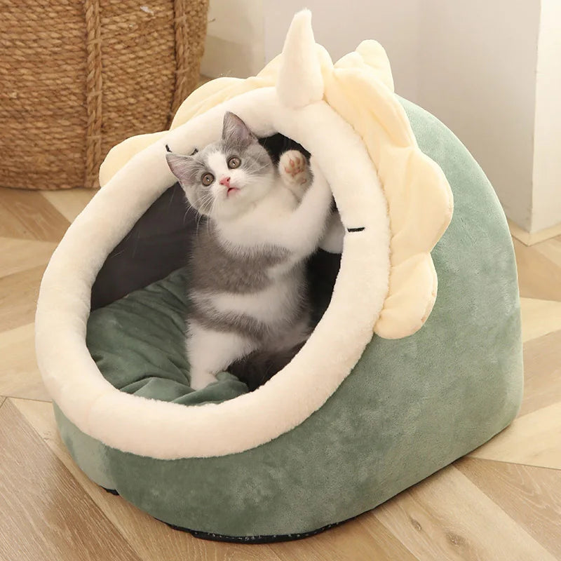Cartoon Cat Pet Bed Foldable Washable Sleeping Cave for Small Dogs and Cats