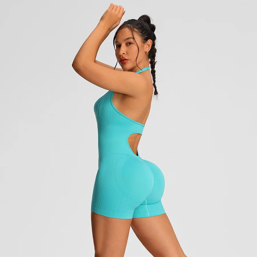 Women Sports Romper Jumpsuit Yoga Gym Shorts Fitness Bodysuit