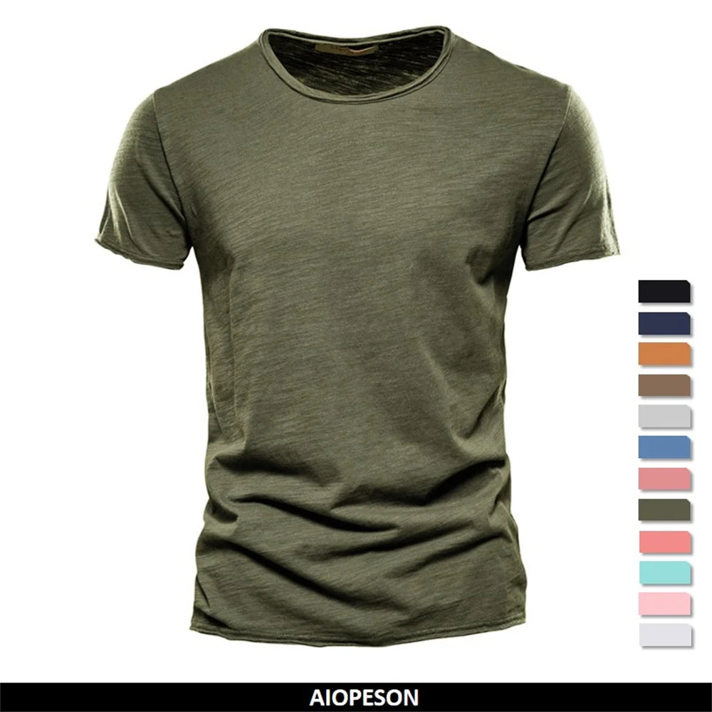 Men Cotton T Shirt Soft Casual Summer O Neck Short Sleeve Fitness Basic Tee