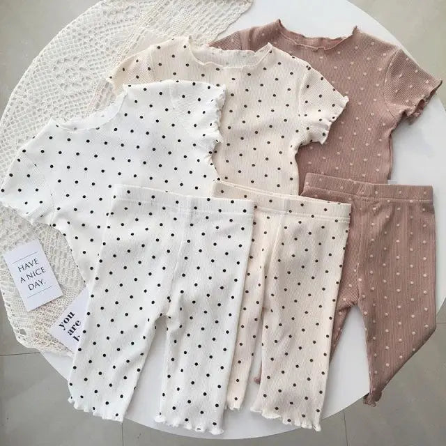 Baby Girls Floral Summer Pajama Set Short Sleeve Two Piece 1 to 8 Years