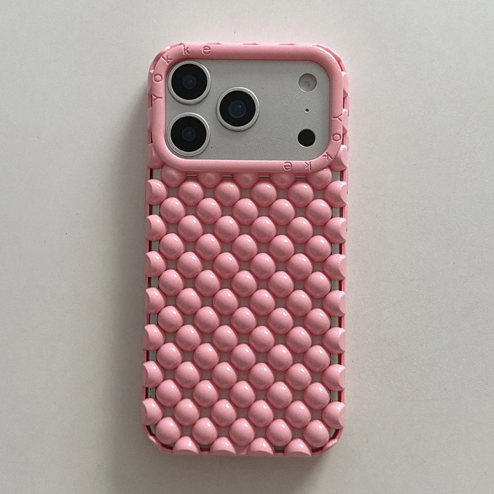 Electroplated Orange 3D Pearl Silicone iPhone Case