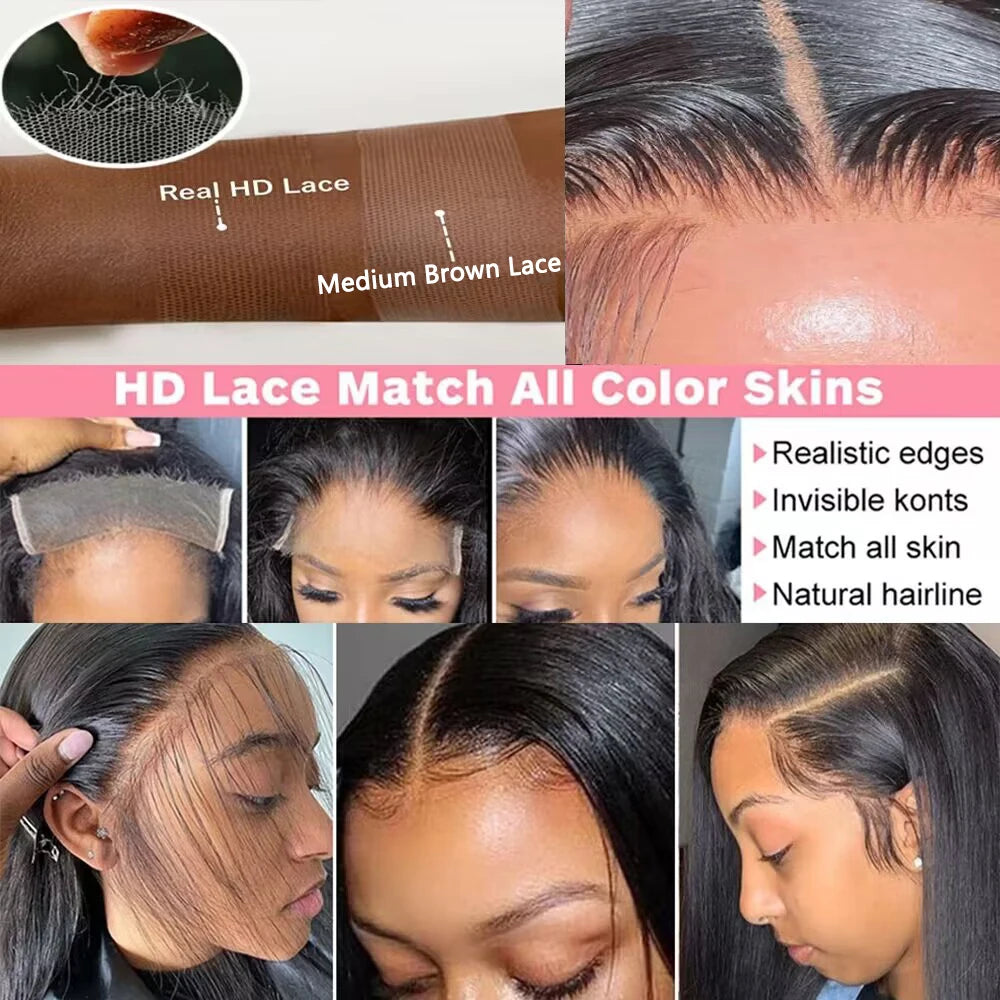 Straight HD Lace Front Human Hair Wig – Glueless Pre-Plucked Natural Hairline Wig