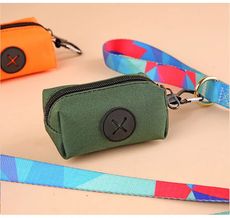 Canvas Dog Poop Bag Holder with Carabiner Clip Outdoor Waste Bag Dispenser