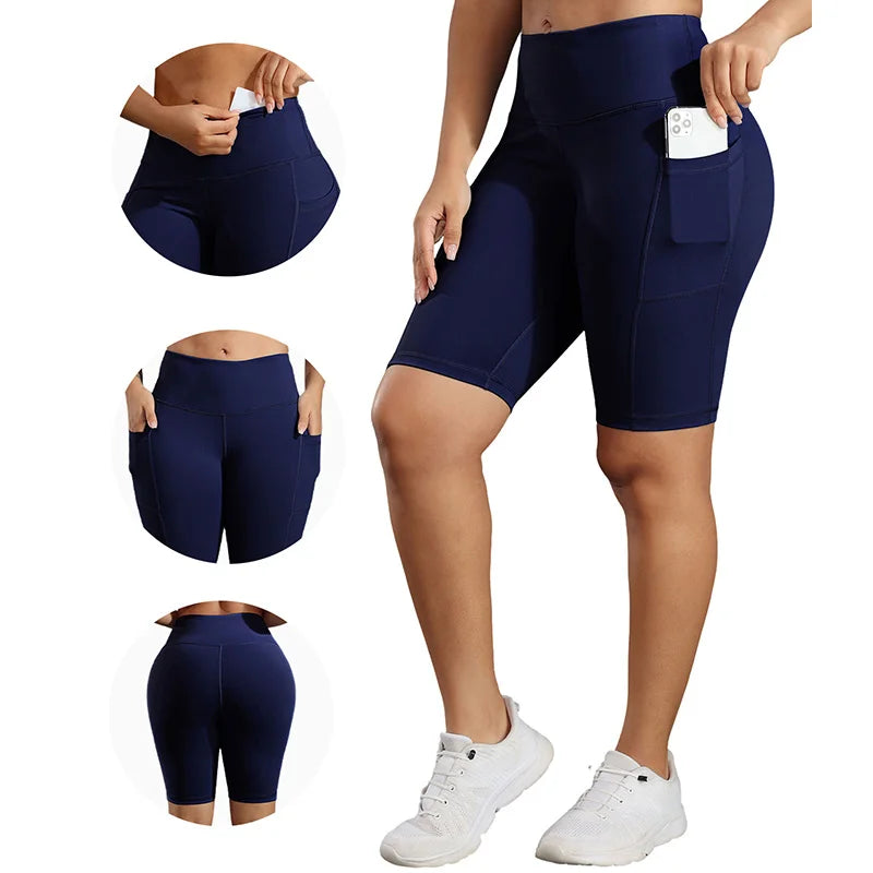 Women’s Butt Lift Workout Shorts with 3 Pockets Stretch Athletic Gym Shorts