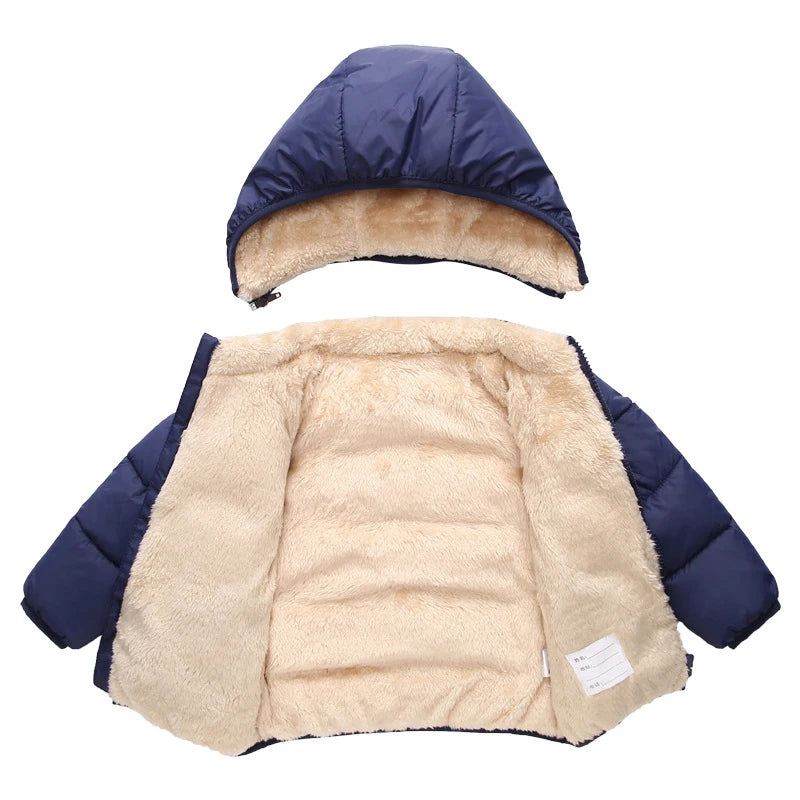 Kids Fleece Hooded Jacket Cartoon Plush Winter Coat for Boys & Girls