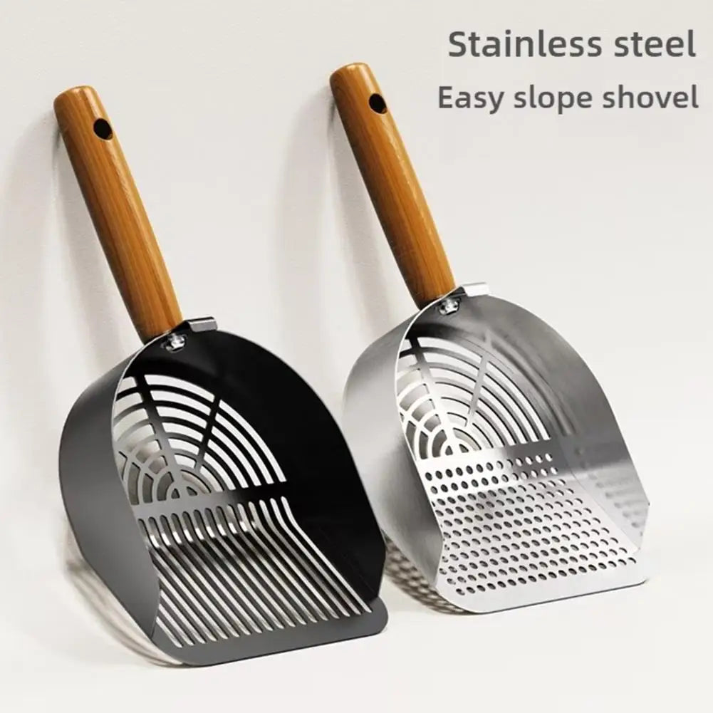 Stainless Steel Cat Litter Scoop Long Handle Durable Pet Cleaning Tool