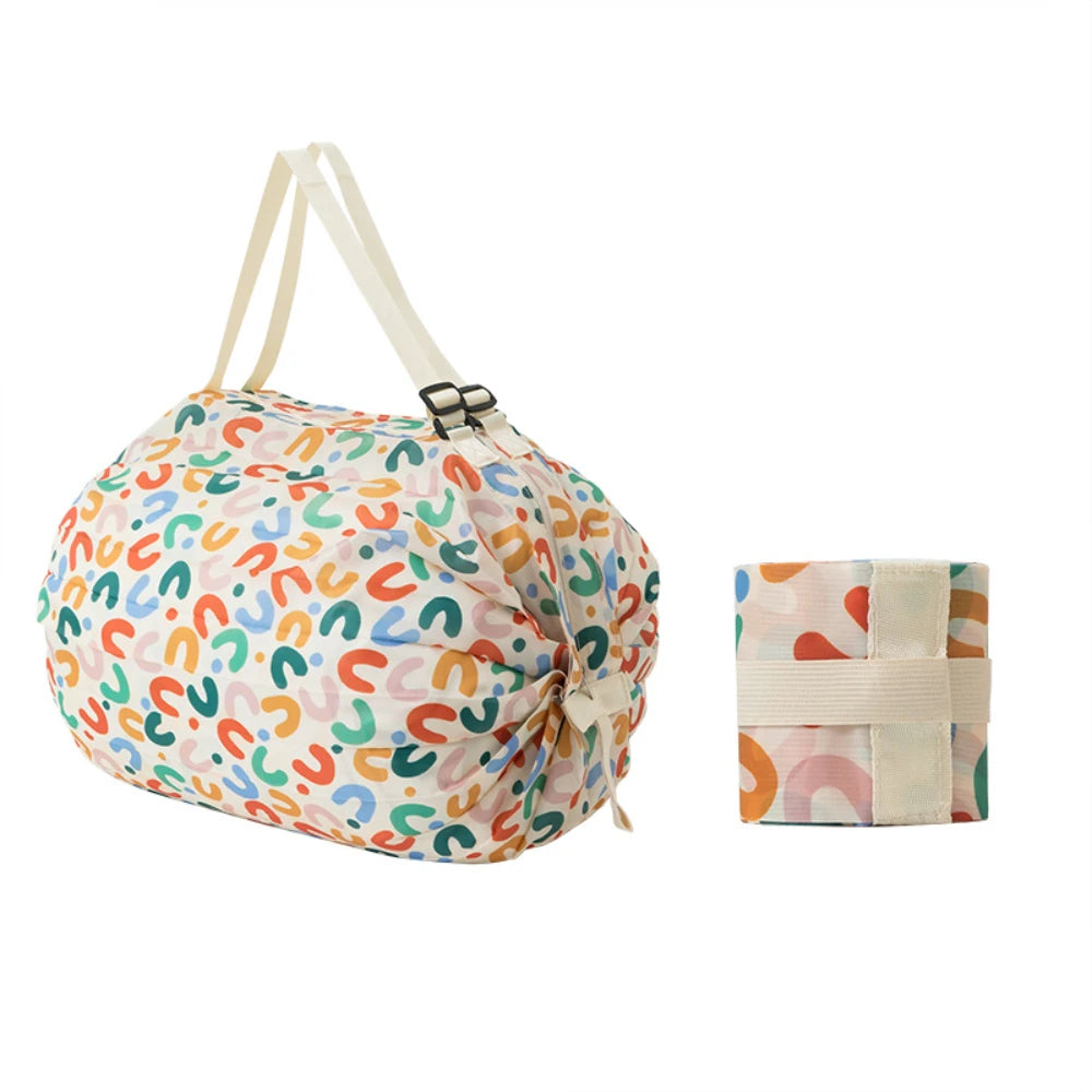 Folding Shopping Bag Large Capacity Portable Roll Up Reusable Grocery Bag