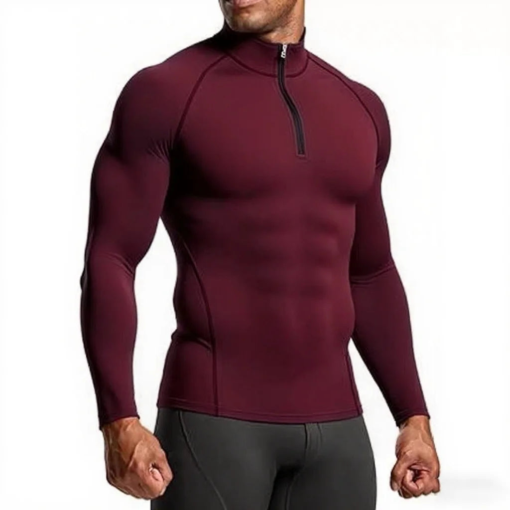 Men Compression Long Sleeve Gym T Shirt Slim Fit Running Fitness Sports Top