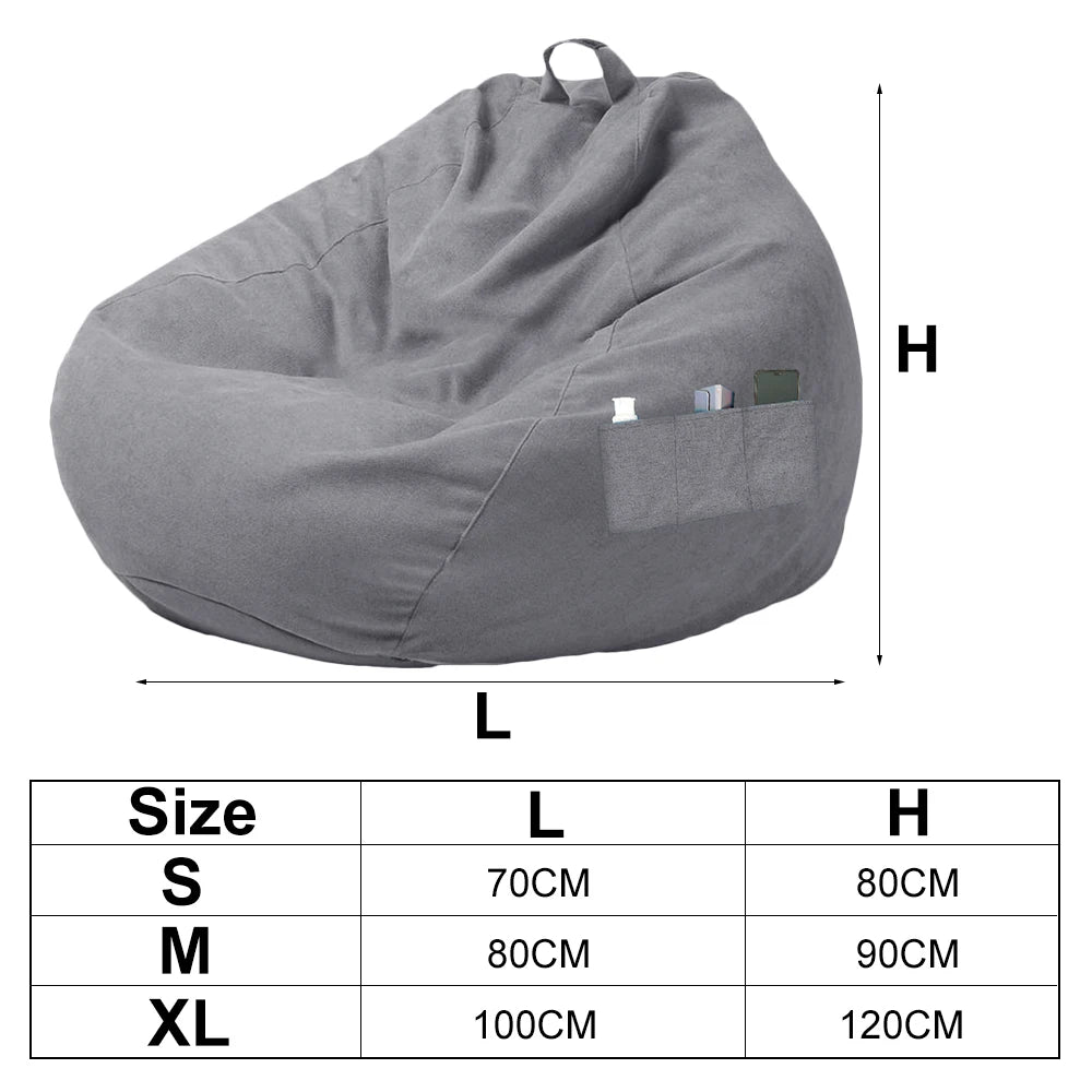 Large Bean Bag Chair Soft Fluffy Lazy Sofa Cover Tatami Living Room Seat
