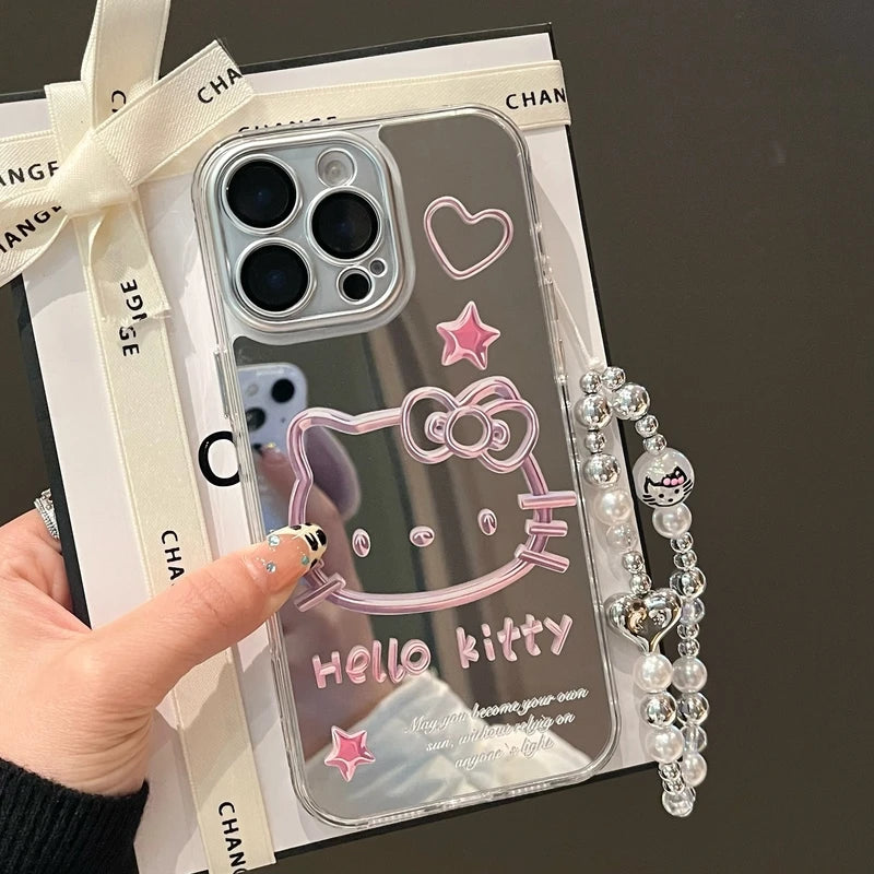 Sanrio Hello Kitty Silver Plating Mirror Cute Cartoon iPhone Case