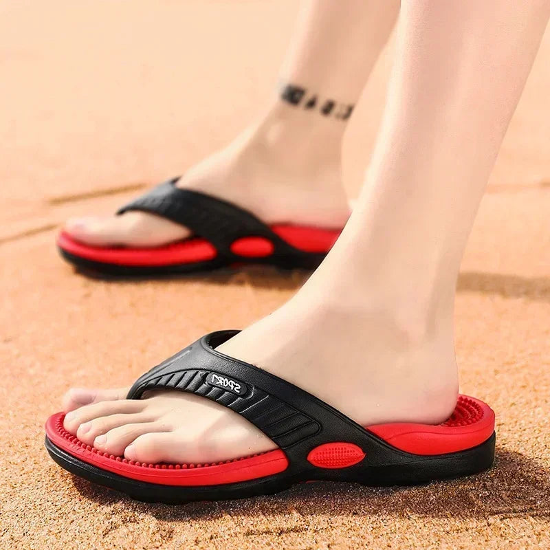 Massage Flip Flops Men Ergonomic Anti-Slip Thick Sole Beach Sandals Comfortable Summer Slippers