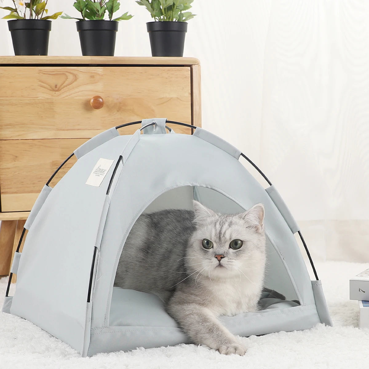Pet Tent Bed Cat House Clamshell Warm Cushion Winter Kitten Sofa Basket