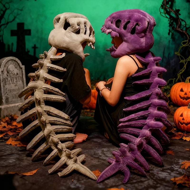 Realistic Dinosaur Skeleton Costume Set Plush Cosplay Headgear