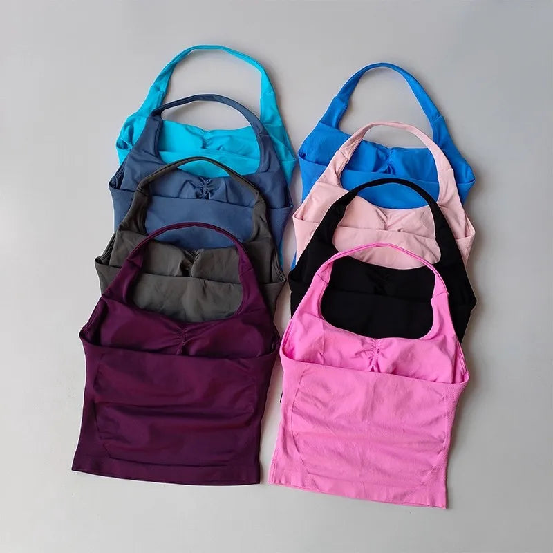 Women Halter Sports Bra Shockproof Yoga Running Fitness Vest