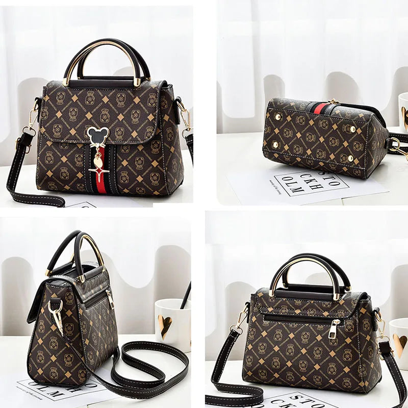 Women Shoulder Tote Bag Handbag Leather Monogram Printed Single Shoulder Bag