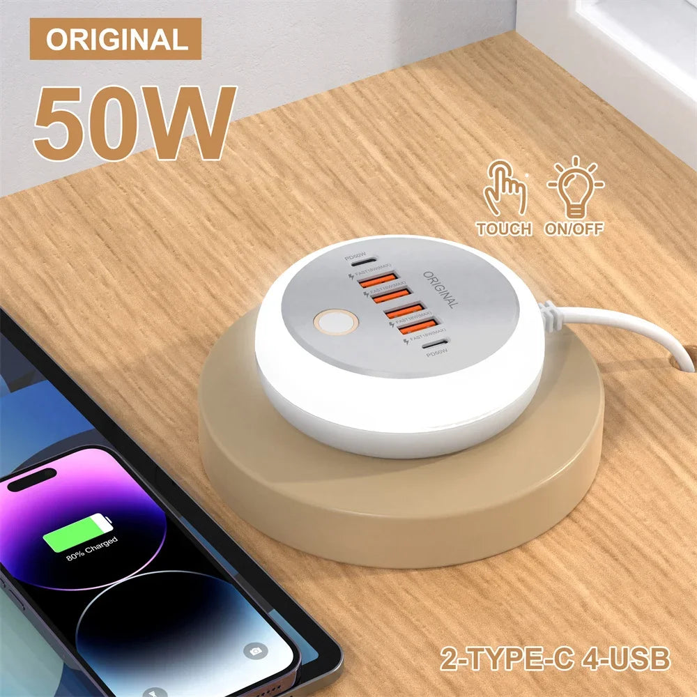 50W USB C Fast Charging Power Strip for iPhone