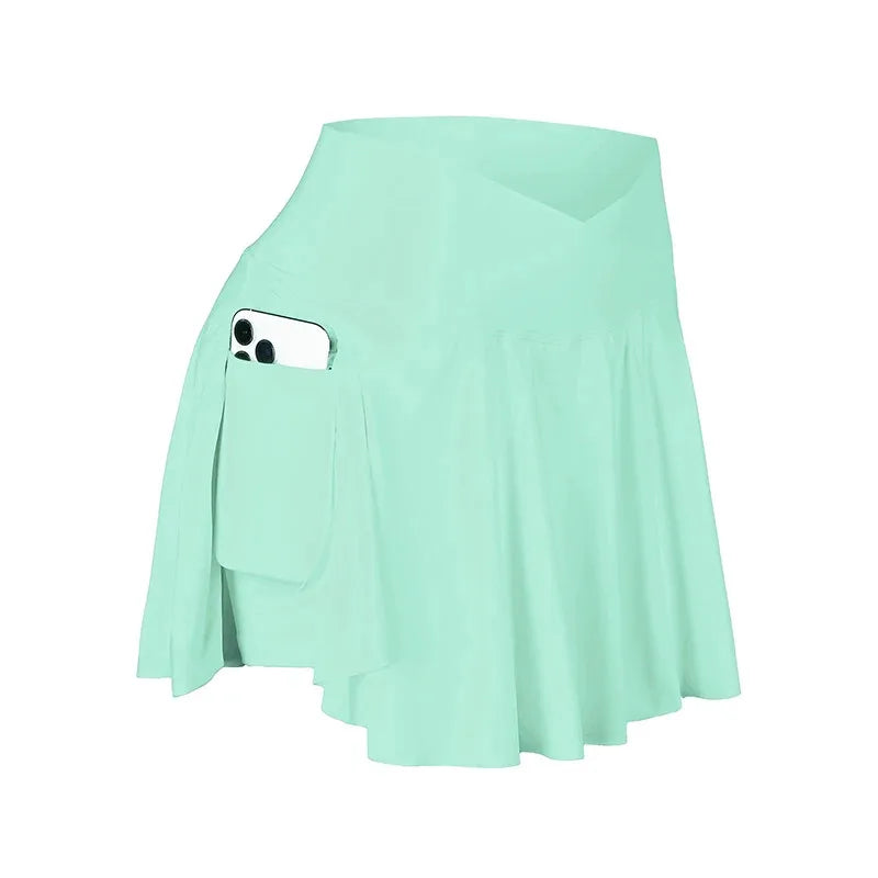 Women Tennis Skort High Waisted with Pockets Athletic Running Workout Skirt