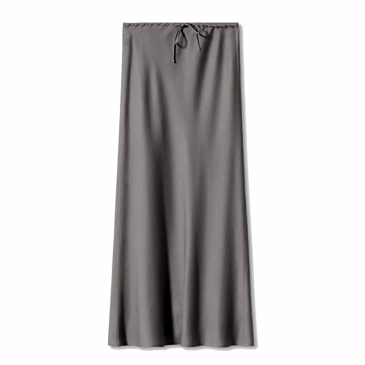 Women Satin High Waist Lace Up Maxi Skirt Elegant Solid Color Long Skirt