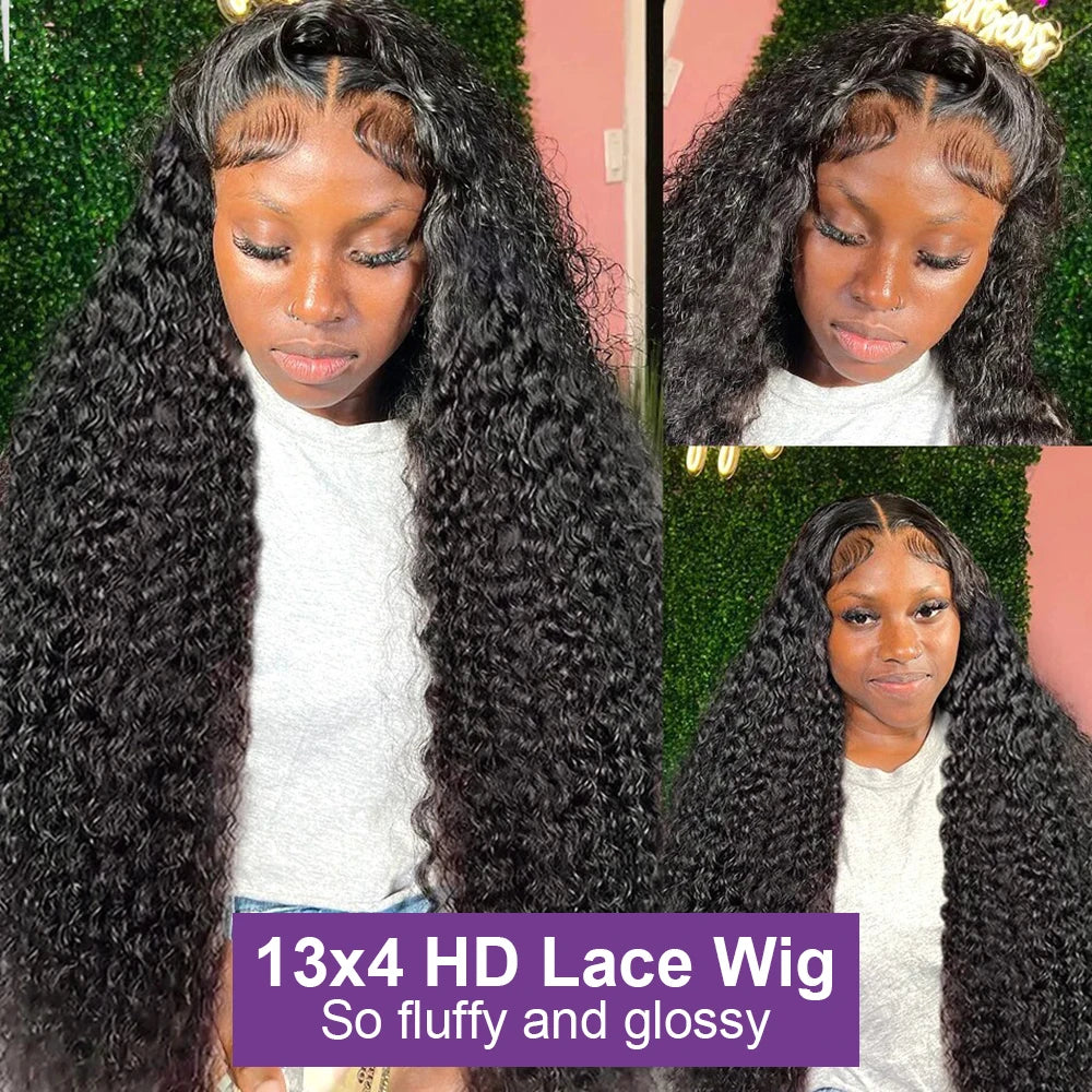 Deep Wave Wig Human Hair – 250 Density HD Lace Front Curly Wig