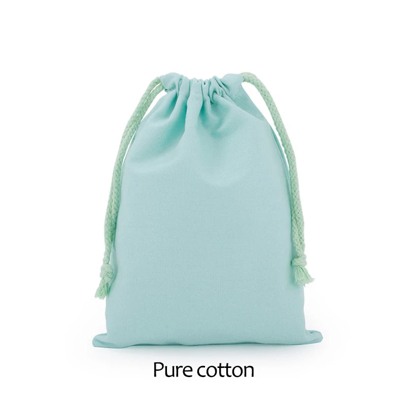 Cotton Drawstring Storage Bag Reusable Canvas Gift Pouch Dustproof Organizer