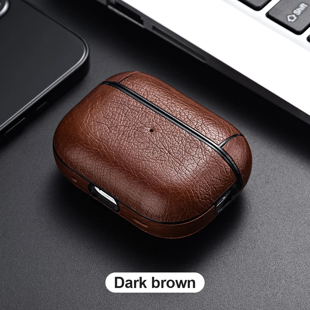 AirPods Pro 2 Leather Case Luxury Protective Cover for AirPods 3/4 Shockproof Sleeve