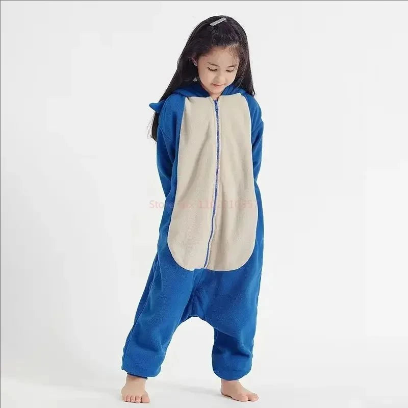 Kids Cartoon Hedgehog Coral Fleece Onesie Pajama Winter Flannel Sleepwear