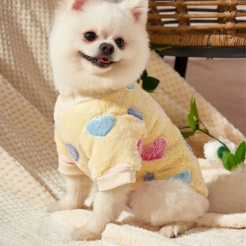 Heart Print Dog Vest Soft Flannel Puppy Coat for Small Dogs