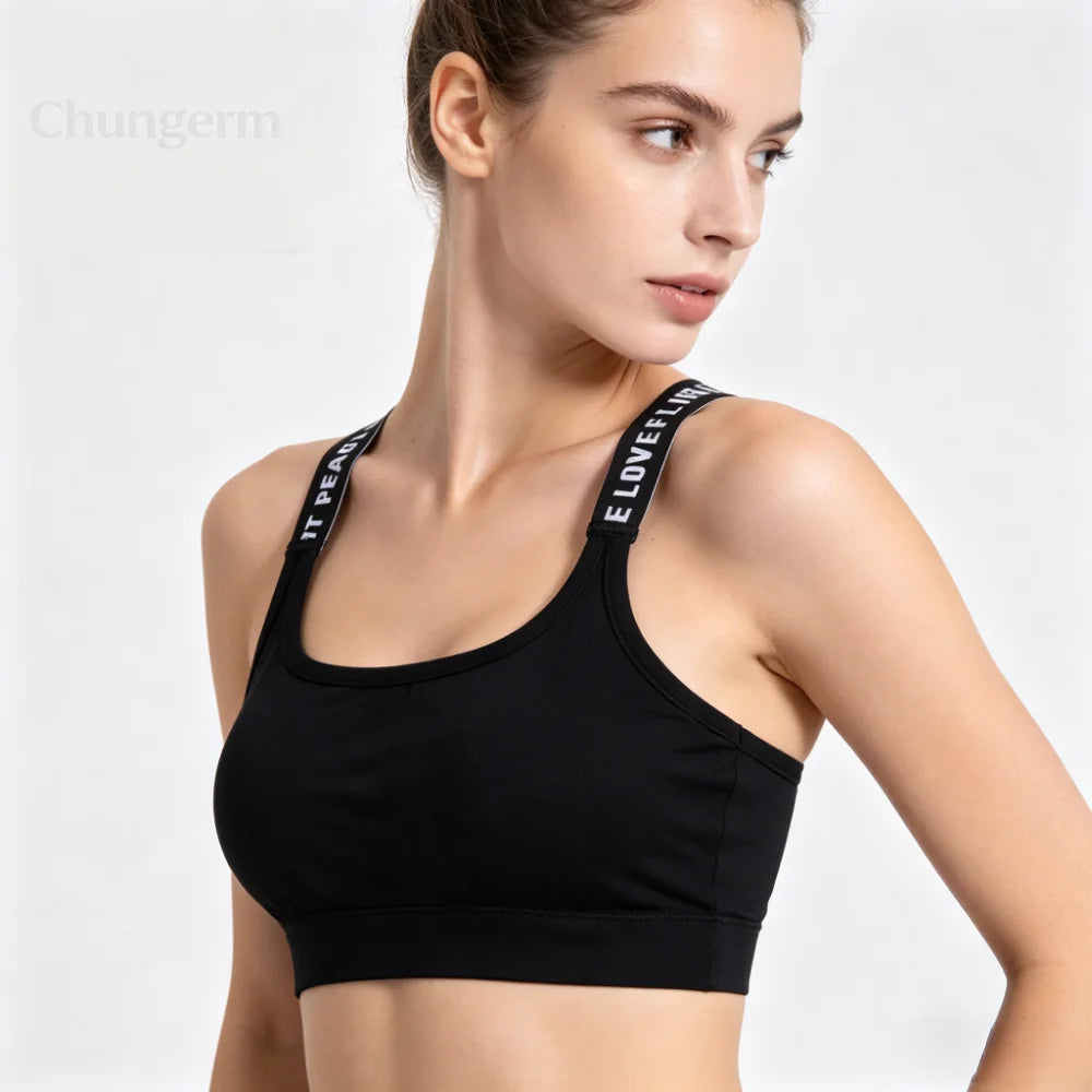 Women Seamless Sports Bra Wide Strap Yoga Fitness Crop Top