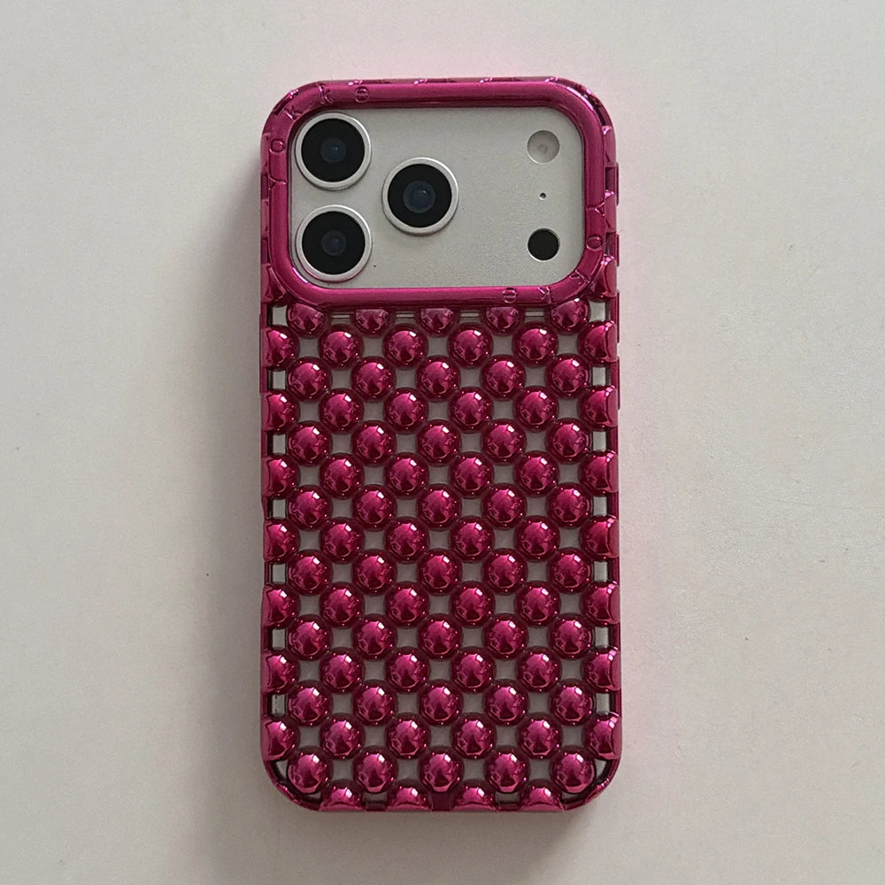 Electroplated Orange 3D Pearl Silicone iPhone Case