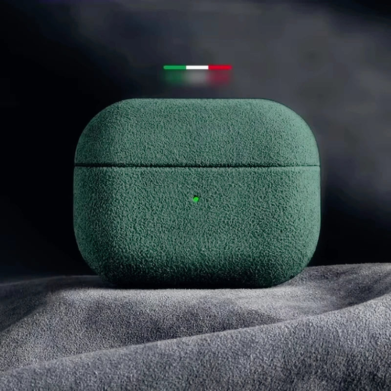 AirPods 4/Pro 2 Italian Suede Leather Case Premium Protective Cover Shockproof Sleeve
