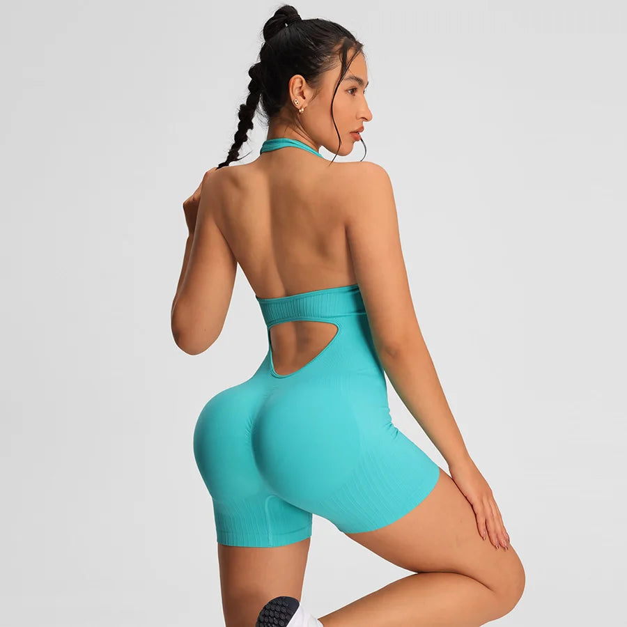 Women Sports Romper Jumpsuit Yoga Gym Shorts Fitness Bodysuit