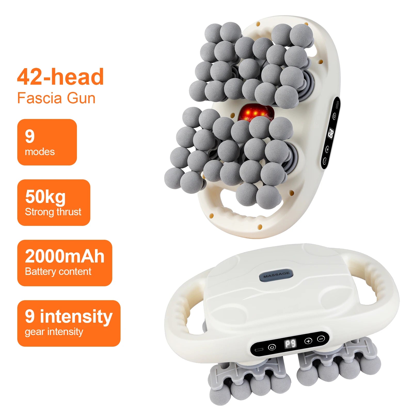 42 Heads Massage Gun Deep Tissue Muscle Massager High Frequency Body Fascia Gun for Back Neck Shoulder