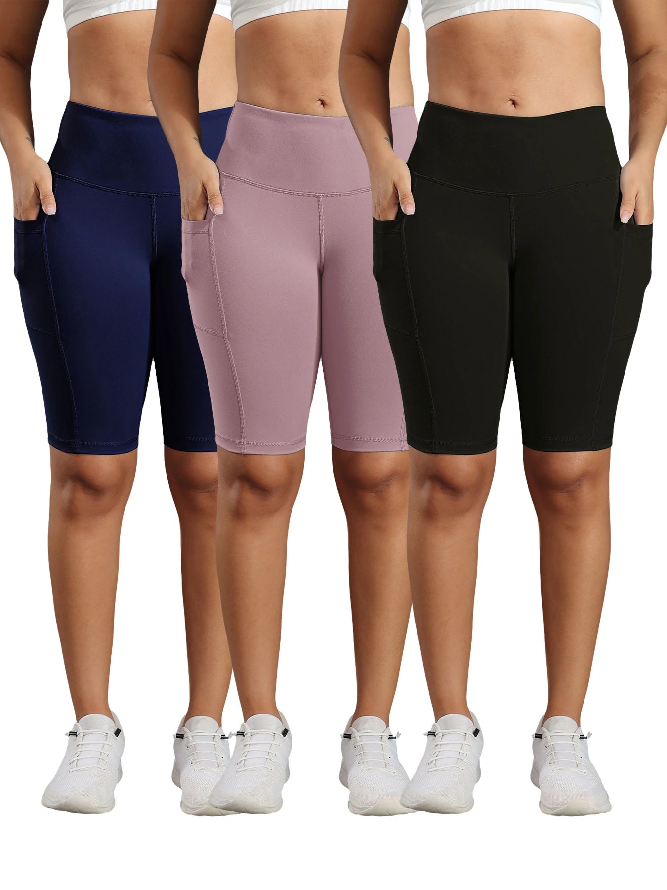 Women’s Butt Lift Workout Shorts with 3 Pockets Stretch Athletic Gym Shorts