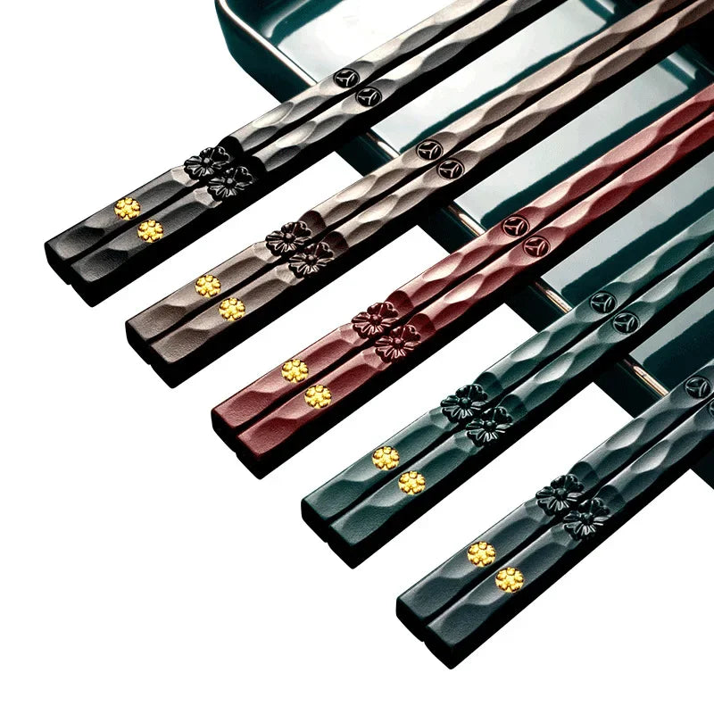 5 Pairs Japanese Non Slip Chopsticks Reusable Sushi Chopsticks Set for Home Restaurant and Hotel
