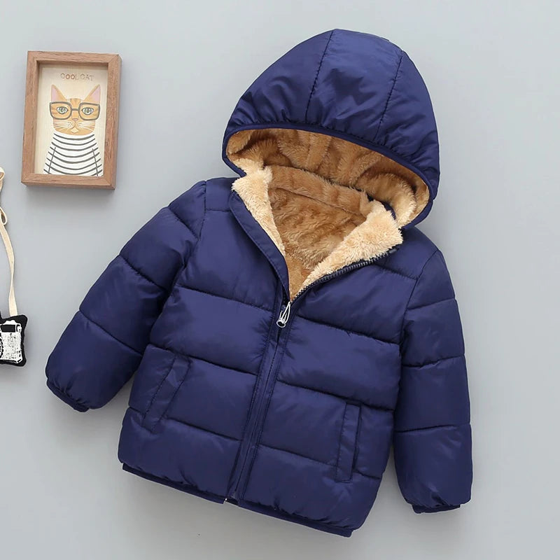 Kids Fleece Hooded Jacket Cartoon Plush Winter Coat for Boys & Girls