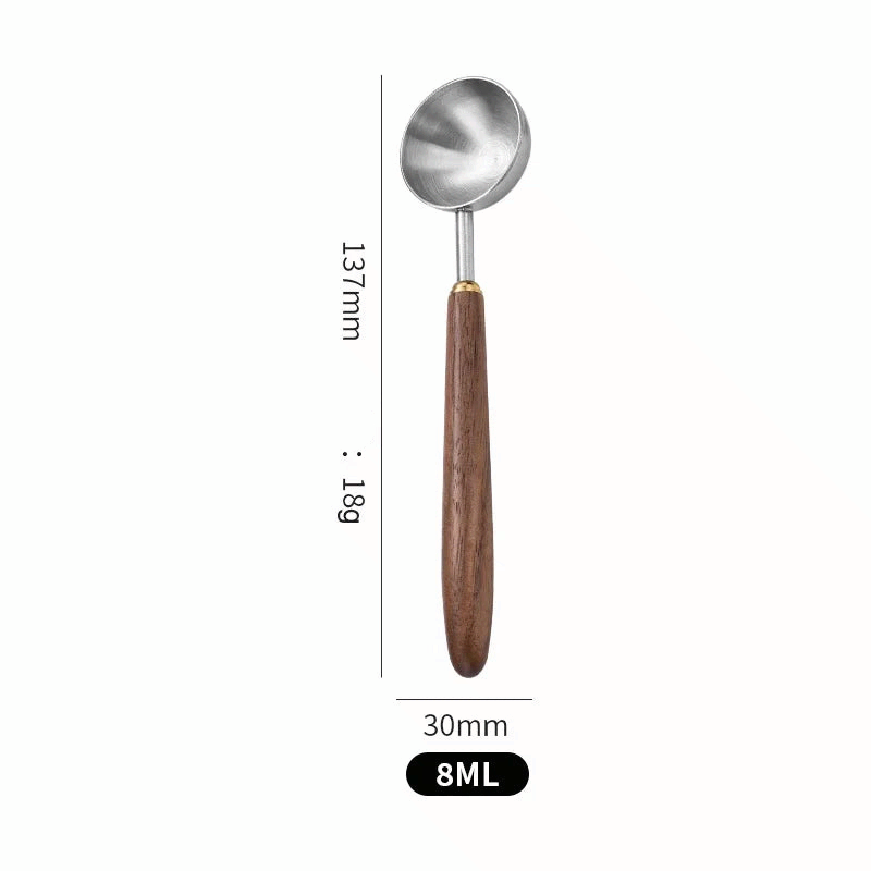 Stainless Steel Coffee Scoop 25ml Wooden Handle Measuring Spoon Long Handle