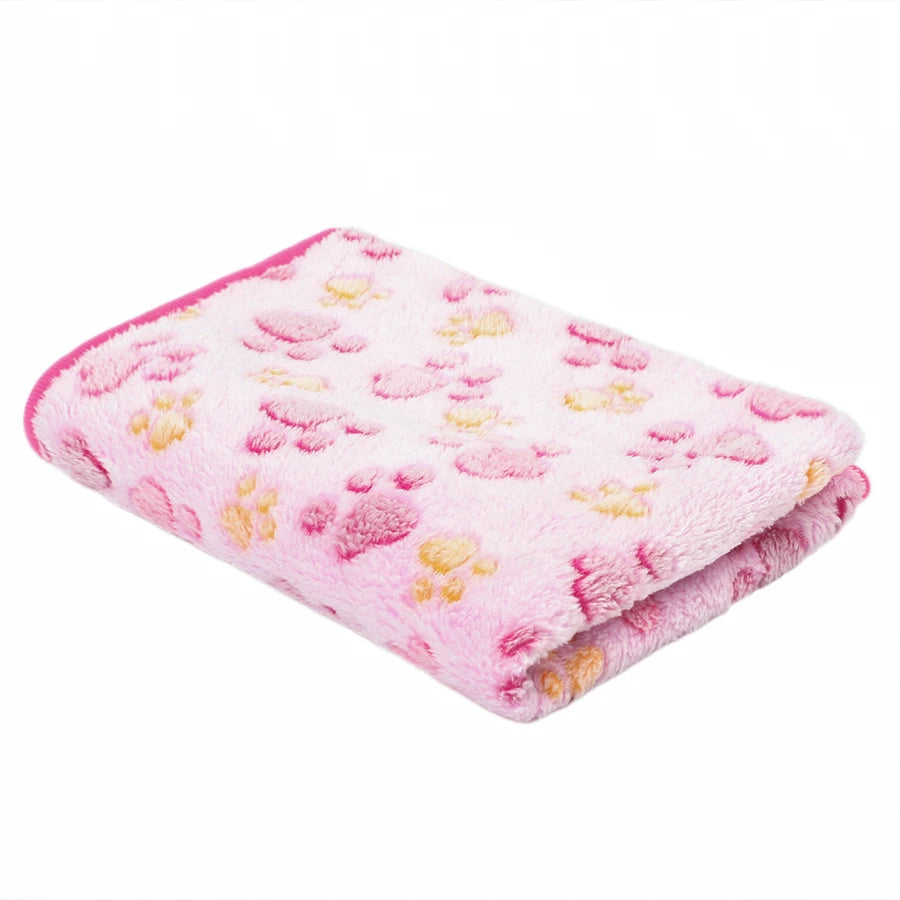 Soft Flannel Pet Blanket Paw Print for Dogs and Cats